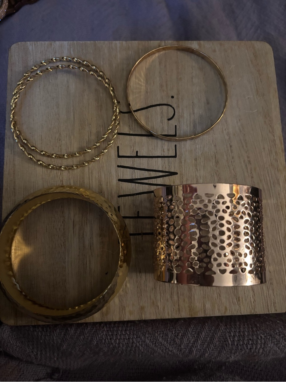 Gold Tone Bangle Bracelet Set - Women's Accessories